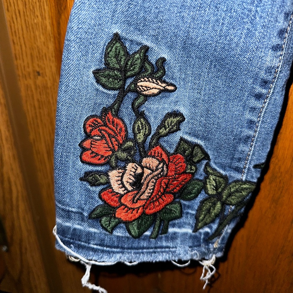 Flying Monkey Floral Embroidered Jeans